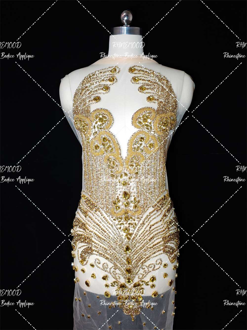 IN STOCK - Luxe Gold - Rhinestone Bodice Applique
