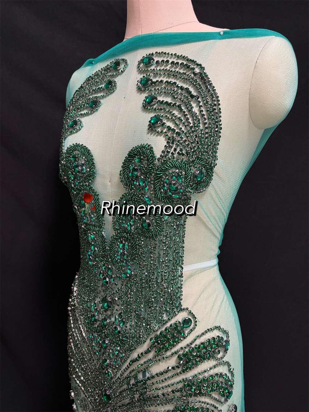 IN STOCK - Luxe Emerald Green - Rhinestone Bodice Applique