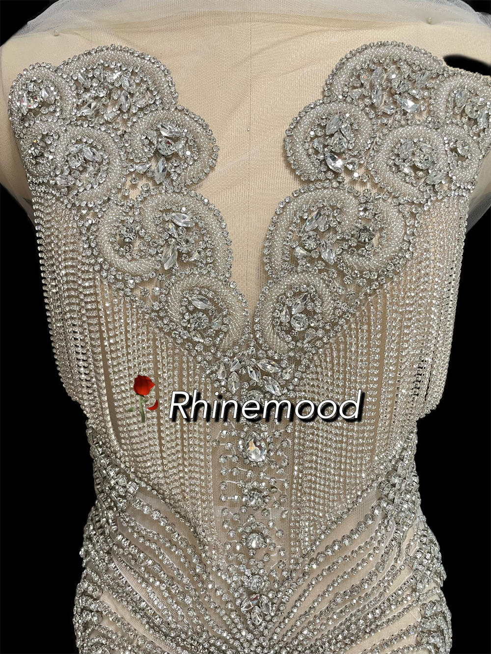 IN STOCK - Melody Silver - Rhinestone Bodice Applique