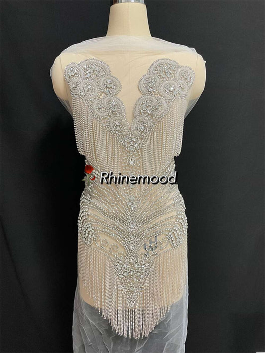 IN STOCK - Melody Silver - Rhinestone Bodice Applique