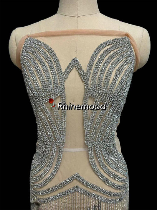 IN STOCK - Moonbeam2.0 Silver- Rhinestone Bodice Applique