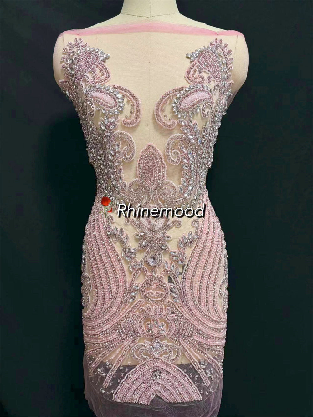 IN STOCK - Pink - Rhinestone Bodice Applique