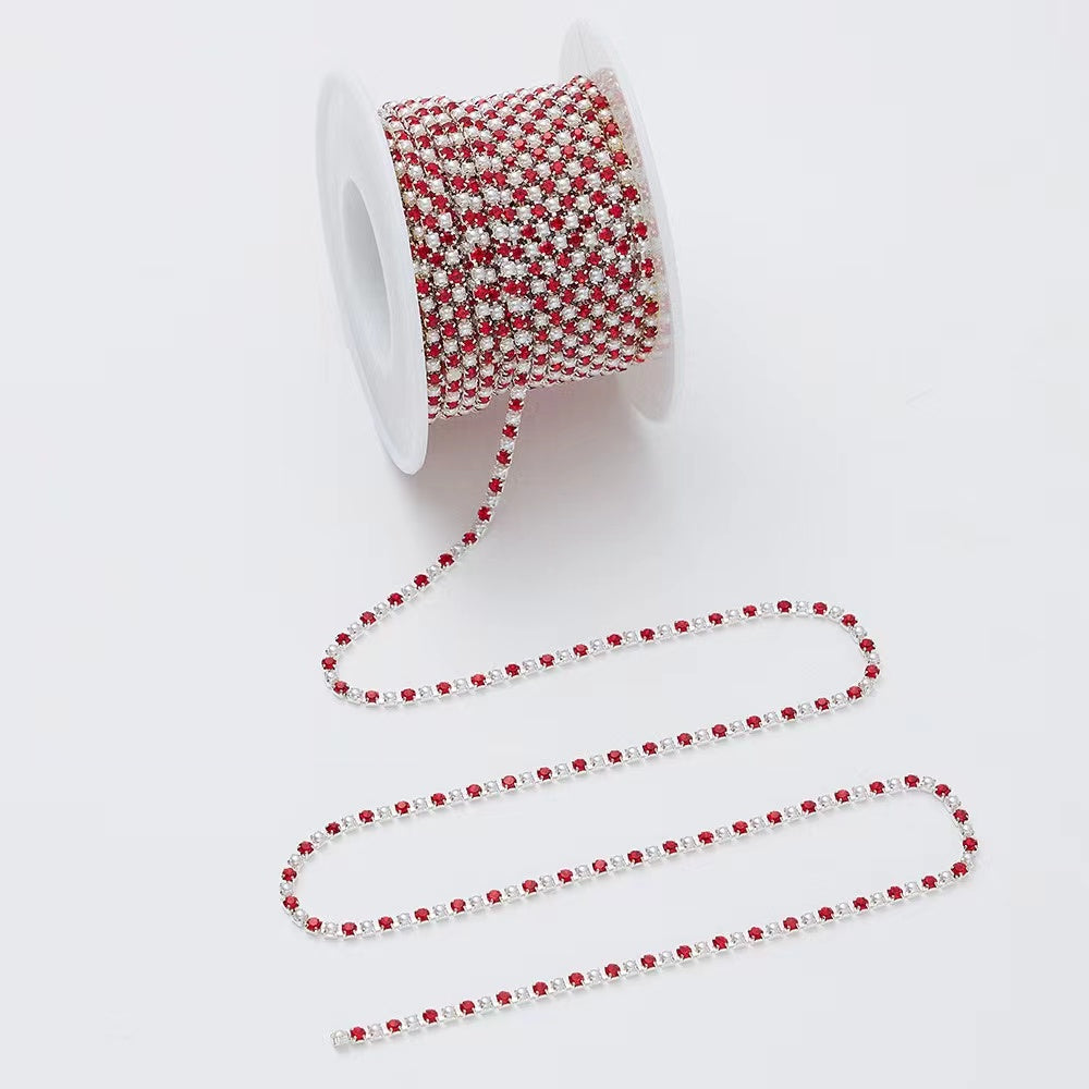 Rhinestone & Pearl Cup Chain - 10yards