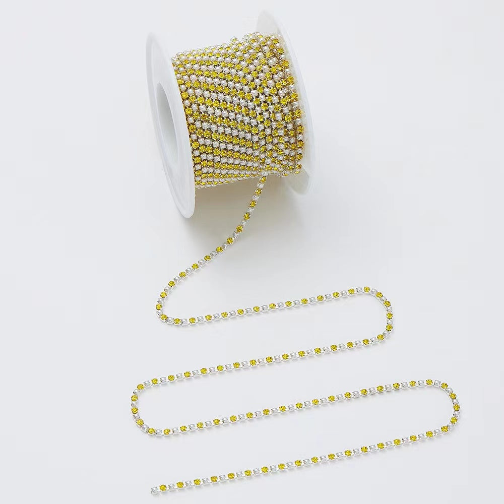 Rhinestone & Pearl Cup Chain - 10yards