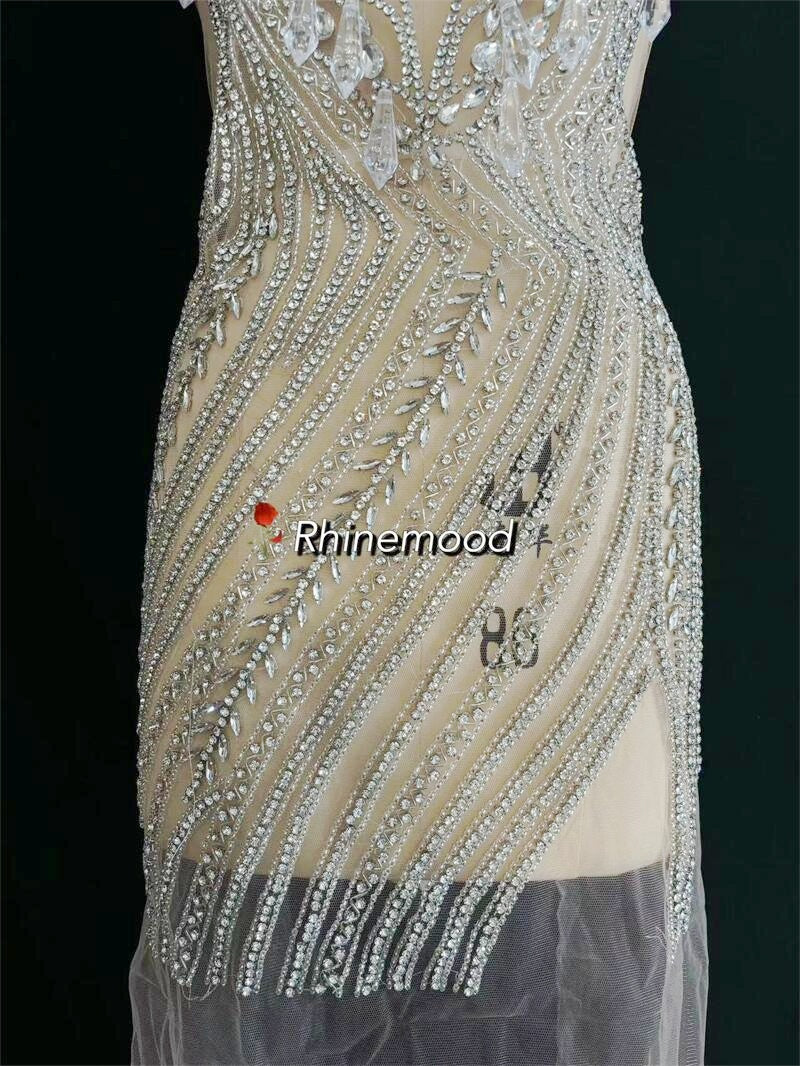 Savannah with icicle drops - Rhinestone Bodice Applique