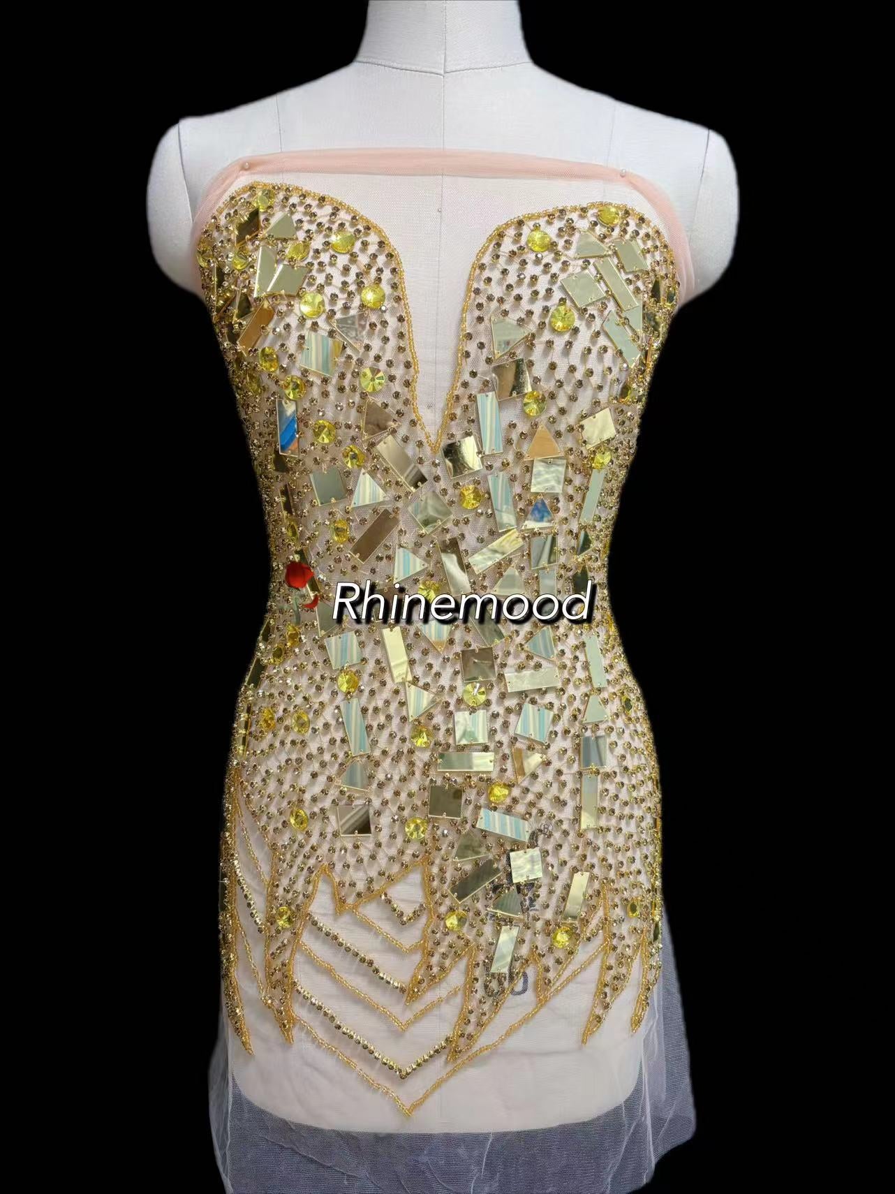 IN STOCK - Shine Gold - Rhinestone Bodice Applique